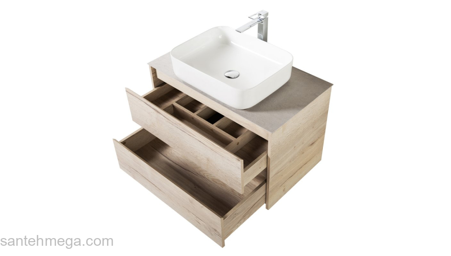Тумба под раковину подвесная BELBAGNO KRAFT-800-2C-SO-RGB Rovere Galifax Bianco. Фото