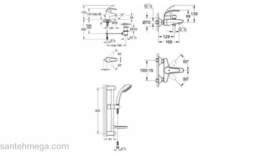 Комплект для ванной комнаты GROHE Eurosmart 123570 3 в 1