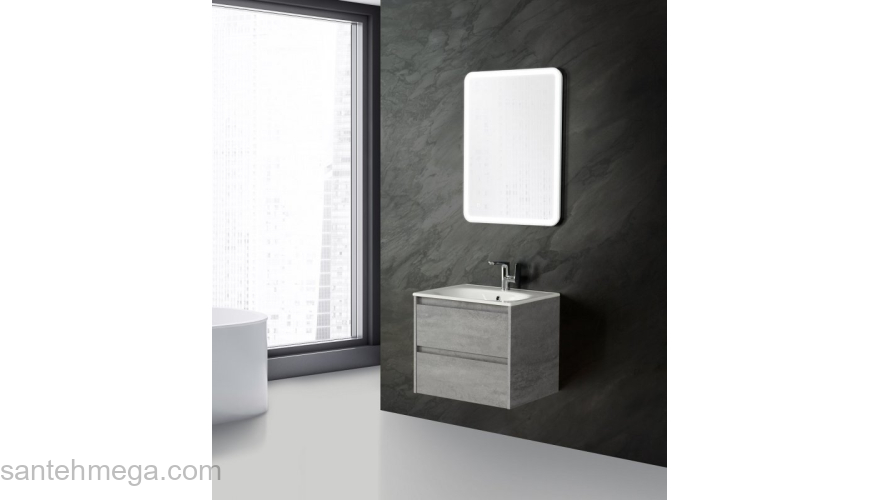 Тумба под раковину подвесная BELBAGNO KRAFT-700-2C-SO-CG Cemento Grigio. Фото