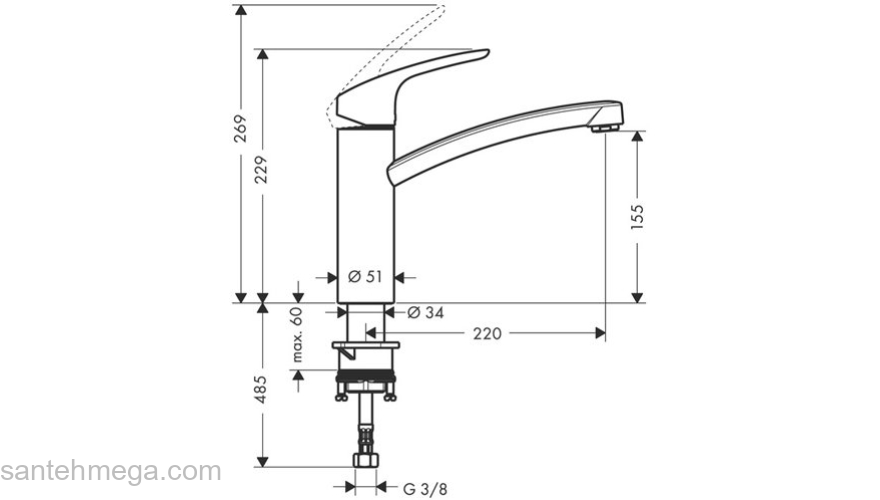 Смеситель для кухни Hansgrohe Focus E2 31806800. Фото