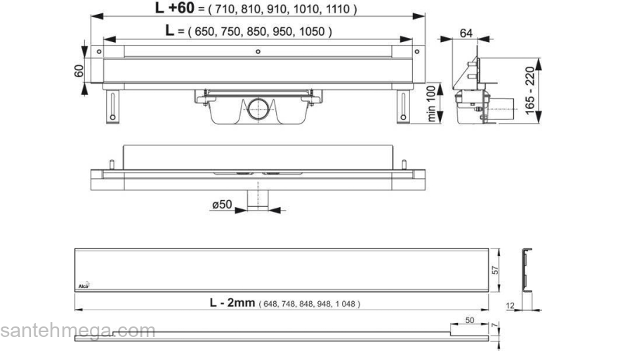 Дренажная система ALCAPLAST Spa TWIN APZ5-TWIN-1050. Фото