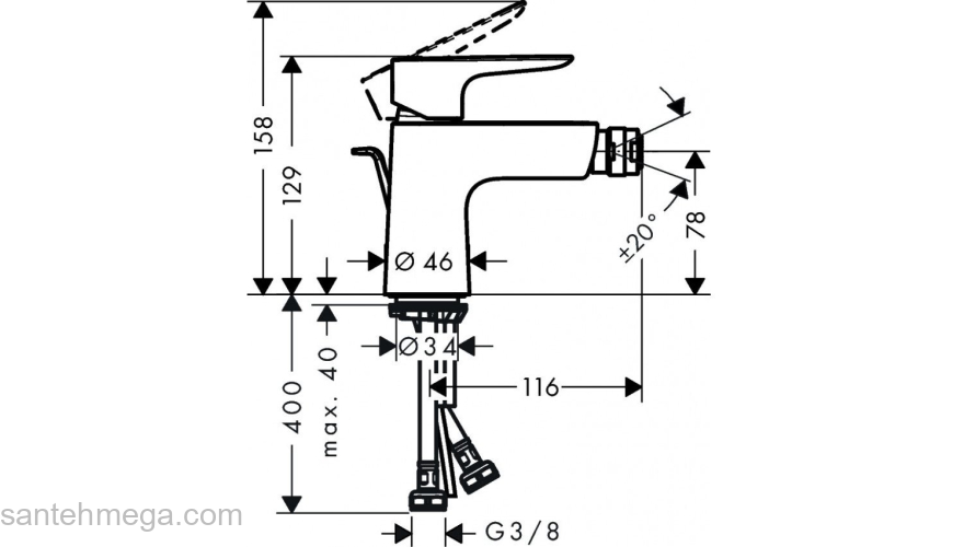 Смеситель для биде Hansgrohe Talis E 71720990. Фото