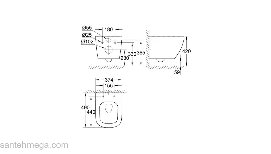 Унитаз подвесной GROHE Euro Ceramic 3920600H. Фото
