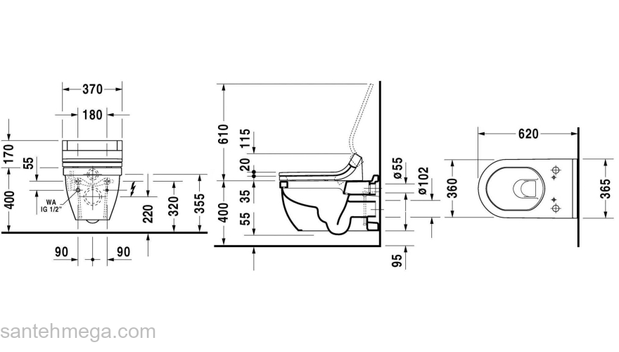 Унитаз подвесной DURAVIT Starck 3 Senso Wash 2226590000. Фото
