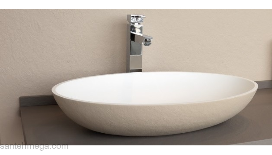Раковина ACQUABELLA COLEZZIONI 58х38 LAVABO_ON-TOP_OVAL_SLATE_BLANCO. Фото