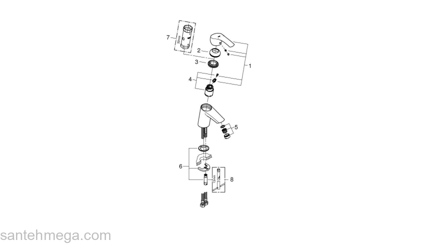 Смеситель для раковины GROHE Eurosmart 32467002. Фото