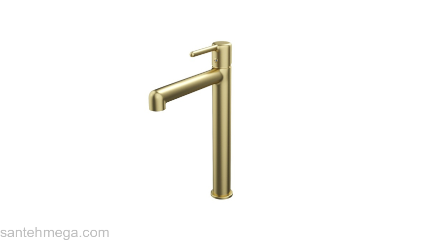 Cмеситель для настольного умывальника золотой матовый Aiger IDDIS AIGMG01i01. Фото