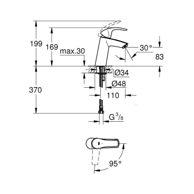 Смеситель для раковины GROHE Eurosmart 2339510E. Фото