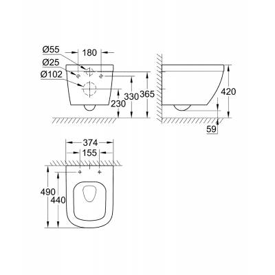 Унитаз подвесной GROHE Euro Ceramic 3920600H. Фото